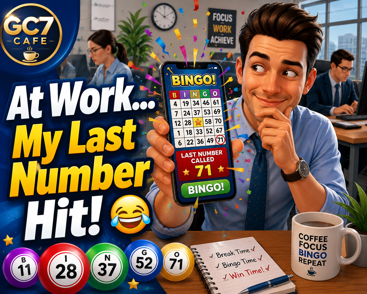 At Work on the Phone Playing Bingo and Hit with My Last Number — Back to Work! 😂