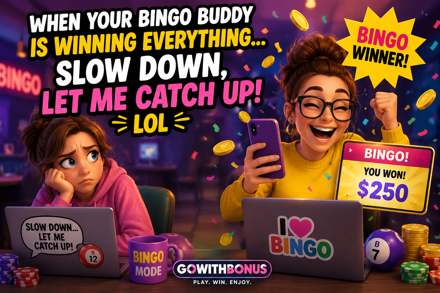 When Your Bingo Buddy Is Winning Everything… Slow Down, Let Me Catch Up! 😂