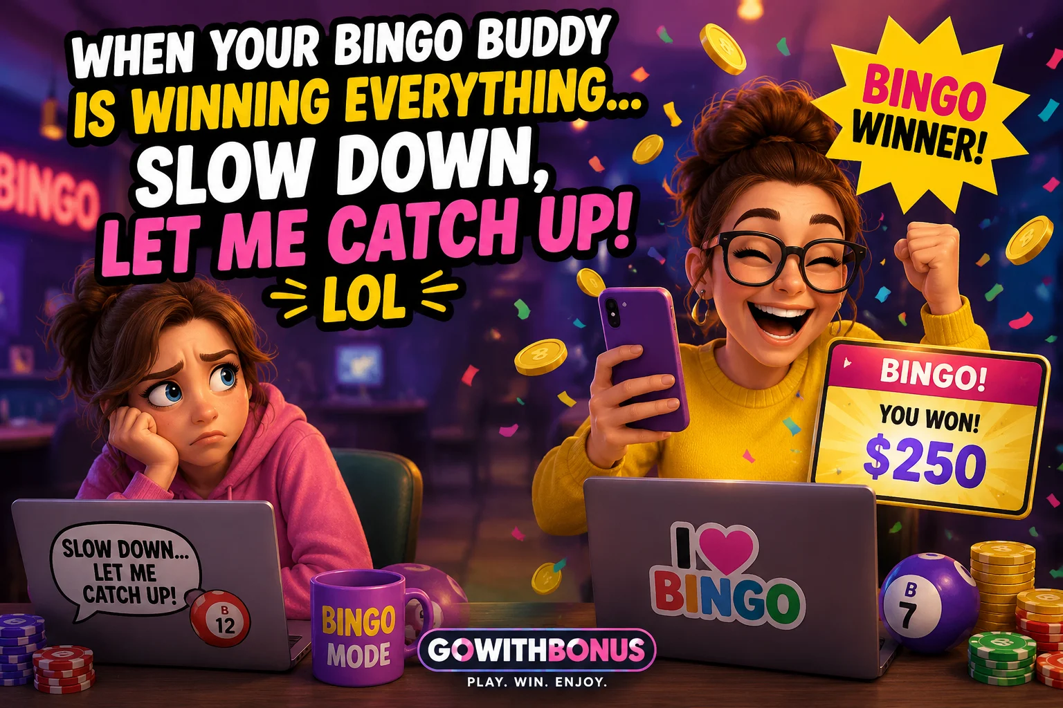 When Your Bingo Buddy Is Winning Everything… Slow Down, Let Me Catch Up! 😂