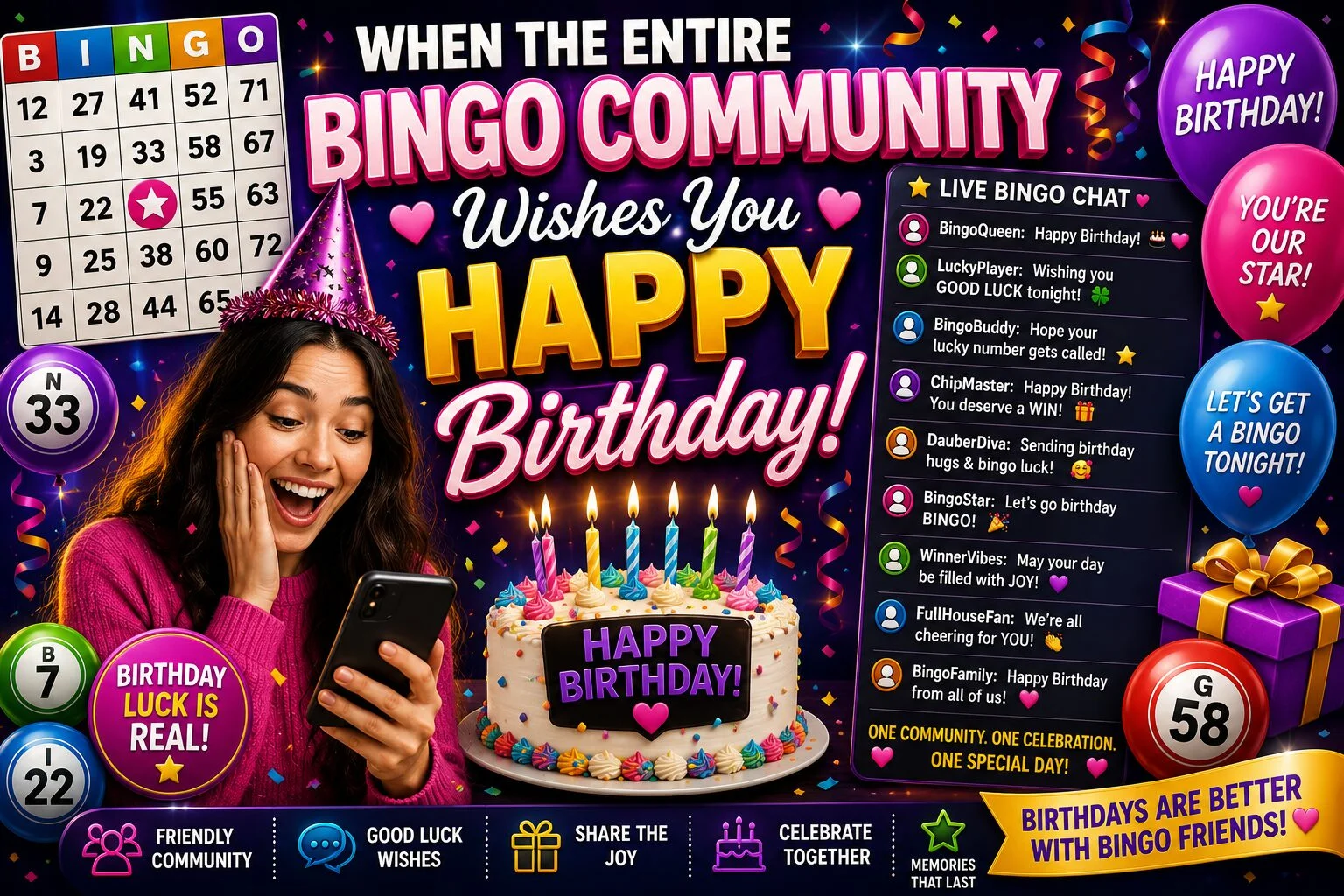 when the entire bingo community wishes you happy birthday